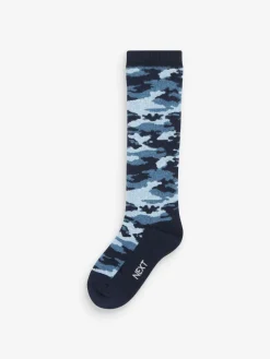 Next Grey/Blue Camouflage Welly Socks 2 Pack^BOY Socks