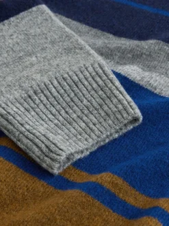 Hot Next Regular Fit Cosy Stripe Crew Jumper with Wool Grey/Blue