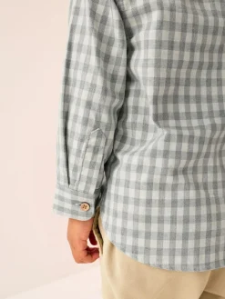 Next Grey/Ecru Long Sleeve All Over Embroidery Gingham Check Christmas Shirt (3mths-7yrs)^BOY Suits & Vest