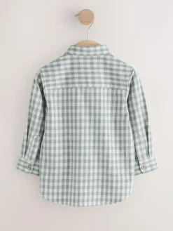Next Grey/Ecru Long Sleeve All Over Embroidery Gingham Check Christmas Shirt (3mths-7yrs)^BOY Suits & Vest