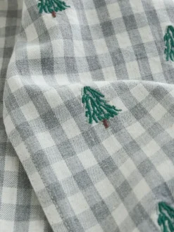 Next Grey/Ecru Long Sleeve All Over Embroidery Gingham Check Christmas Shirt (3mths-7yrs)^BOY Suits & Vest