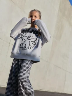 Best Next Sweatshirt and Wide Leg Trousers Set (3-16yrs) Grey/Gingham Dog