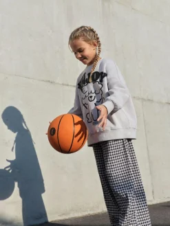 Best Next Sweatshirt and Wide Leg Trousers Set (3-16yrs) Grey/Gingham Dog