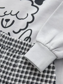 Best Next Sweatshirt and Wide Leg Trousers Set (3-16yrs) Grey/Gingham Dog