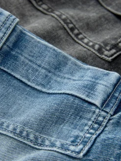 Outlet Next Grey/Mid Blue 100% Cotton Denim Cargo Shorts 2 Pack (3-16yrs)