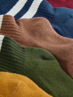 Next Grey/Navy Blue Cushioned Footbed Cotton Rich Ribbed Tipped Socks 5 Pack^BOY Socks