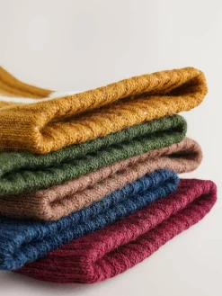 Next Grey/Navy Blue Cushioned Footbed Cotton Rich Ribbed Tipped Socks 5 Pack^BOY Socks