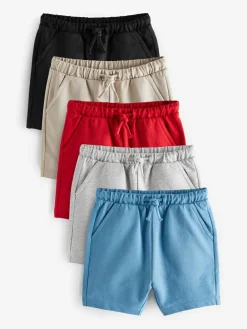 Sale Next Jersey Shorts 5 Pack (3mths-7yrs) Grey/Navy Blue/Red