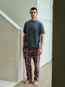 Next Grey/Red The Rolling Stones Short Sleeve Pyjamas Set^ Pyjamas
