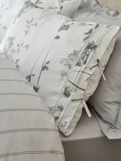 Discount Next Grey/White 200 Thread Count 100% Cotton Floral Duvet Cover and Pillowcase Set