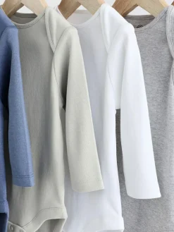 Next Grey/White Long Sleeve Bodysuits 5 Pack^BOY Bodysuits & Vests|Vests