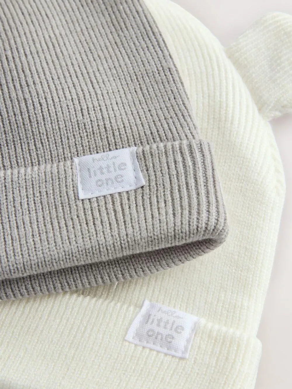 Next 2pack Rib Baby Beanie Grey/White