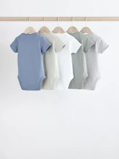 Next Grey/White Short Sleeve Bodysuits 5 Pack^BOY Bodysuits & Vests|Vests