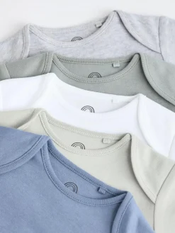 Next Grey/White Short Sleeve Bodysuits 5 Pack^BOY Bodysuits & Vests|Vests