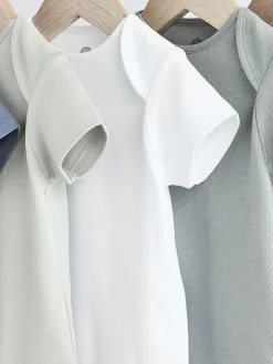 Next Grey/White Short Sleeve Bodysuits 5 Pack^BOY Bodysuits & Vests|Vests