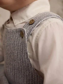 Discount Next Woven Cotton Baby Dungaree and Bodysuit Set (0mths-3yrs) Grey/White