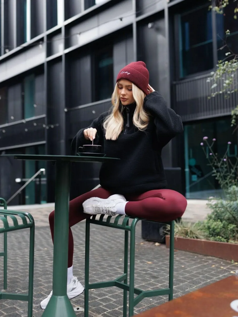 Sale Gym King Red Script Rib Knit Beanie