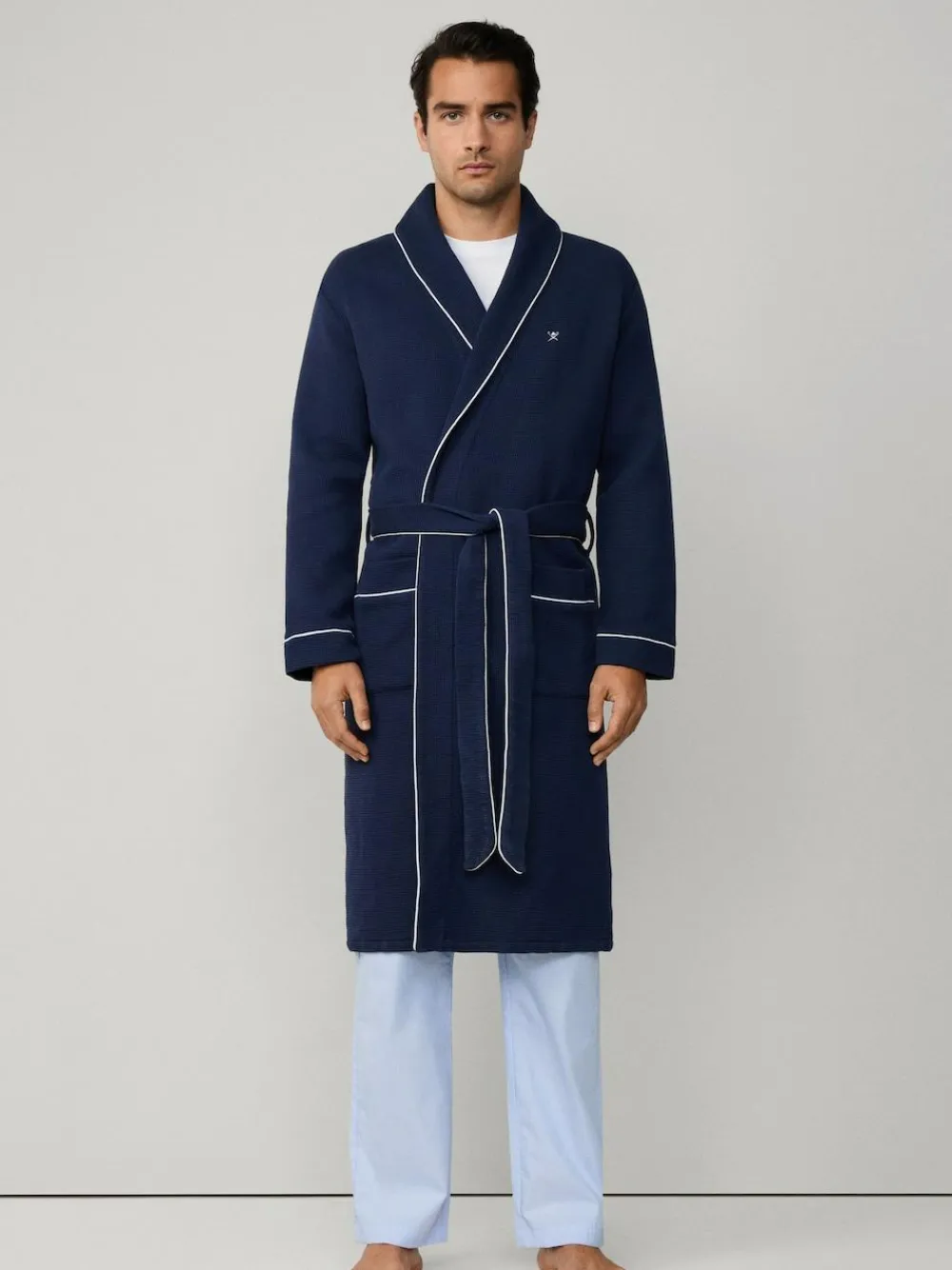 Hackett Blue Pure Cotton Waffle Robe^ Bathrobe