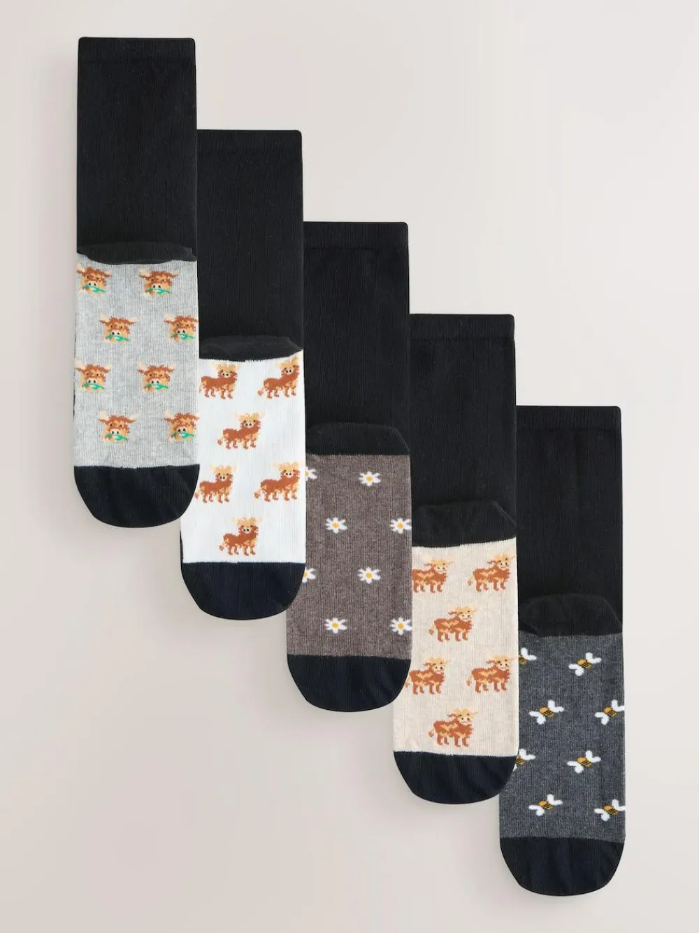 Next Hamish Highland Cow Footbed Ankle Socks 5 Pack^Women Socks & Tights