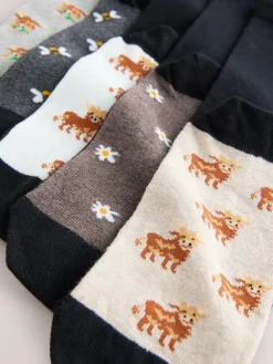 Next Hamish Highland Cow Footbed Ankle Socks 5 Pack^Women Socks & Tights