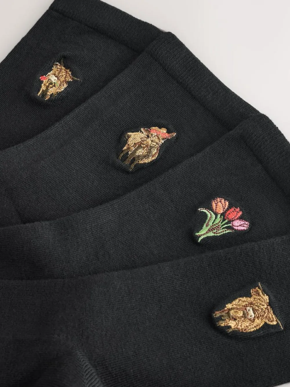 Next Hamish The Highland Cow / Tulips Embroidered Motif Ankle Socks 4 Pack^Women Socks & Tights