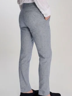 Sale Harry Brown Giacomo Slim Fit Cotton Linen Suit Trousers Blue