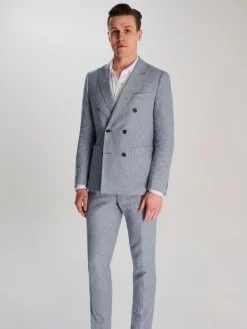 Sale Harry Brown Giacomo Slim Fit Cotton Linen Suit Trousers Blue