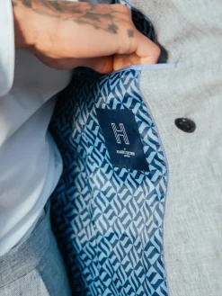 Harry Brown Giacomo Cotton Linen Double Breasted Suit Jacket^ Blue Suits|Suits & Tuxedos