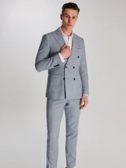 Harry Brown Giacomo Cotton Linen Double Breasted Suit Jacket^ Blue Suits|Suits & Tuxedos