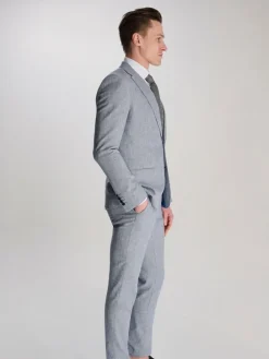 Harry Brown Giacomo Slim Fit Cotton Linen Suit Jacket Blue