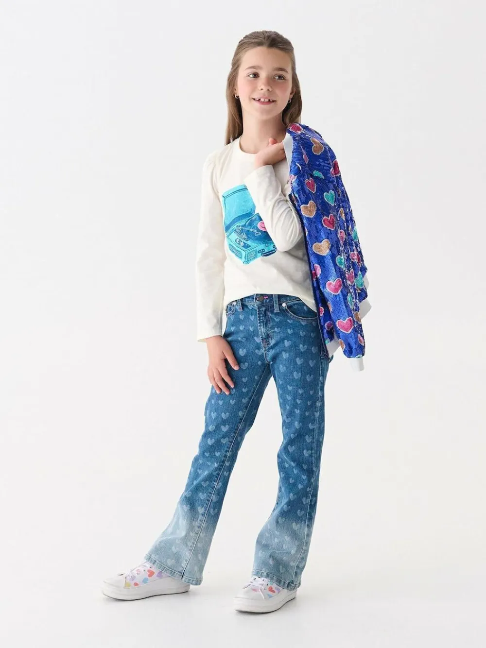 Hatley Blue Hearts Flared Leg Denim Jeans^ Jeans