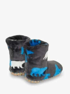 Discount Hatley Grey Polar Bear Silhouette Fuzzy Fleece Slippers