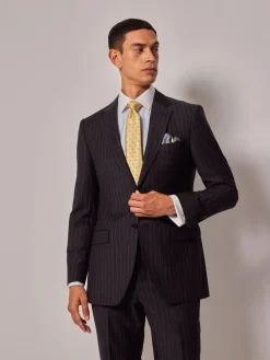 Hawes & Curtis Slim Chalk Stripe Black Suit Jacket^ Black Suits