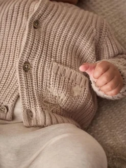 Next Chunky Knitted Embroidered Baby Cardigan^BOY Unisex|Baby Winter Clothing