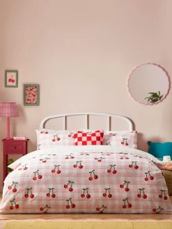 Sale heya home Pink Cherry Gingham Duvet Set