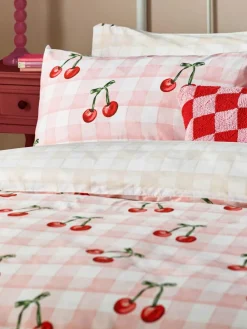 Sale heya home Pink Cherry Gingham Duvet Set
