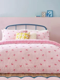 heya home Pink Gingham Bows Duvet Set^ Branded Bedlinen