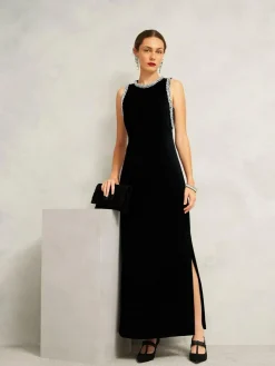 Hobbs Black Renata Bow Velvet Clutch^Women Purses