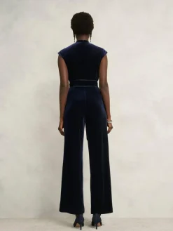 Online Hobbs Blue Olive Velvet Jumpsuit