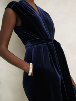Online Hobbs Blue Olive Velvet Jumpsuit