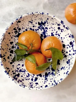 Sale Hot Pottery Set of 4 Splatter Pasta Bowls Blueberry