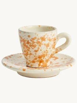 Outlet Hot Pottery Set of 4 Splatter Espresso Set Burnt Orange