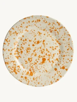 Best Hot Pottery Set of 4 Splatter Side Plates Burnt Orange