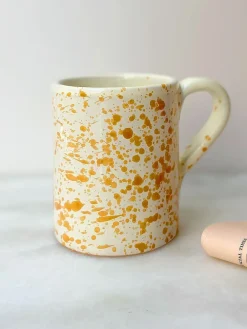 Sale Hot Pottery Set of 4 Splatter Mugs Burnt Orange