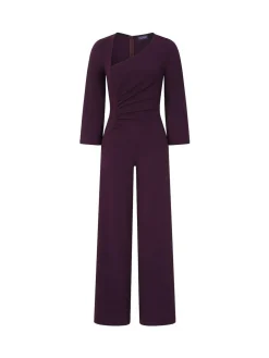 Outlet Hot Squash Ruched Jumpsuit with Sleeves Purple