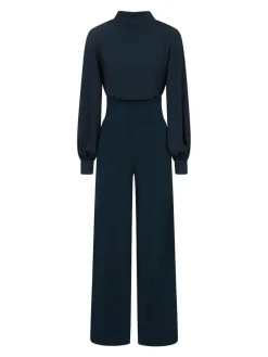 Online Hot Squash HotSquash Wide Leg Jumpsuit With Blouson Sleeve Blue
