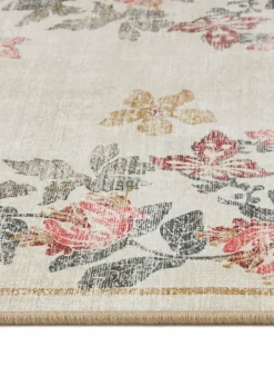 Hug Rug Cream and Floral Print British Made Washable Botantical Border Runner^ Rugs & Runners