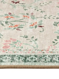 Hug Rug Green British Made Washable English Floral Print Runner^ Rugs & Runners