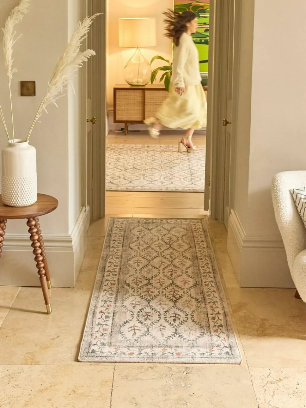 Hug Rug Natural and Green British Made Washable English Garden Runner^ Rugs & Runners