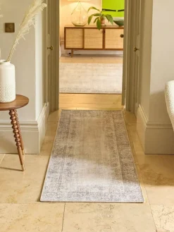 Hug Rug Natural and Grey British Made Washable Brocade Border Runner^ Rugs & Runners